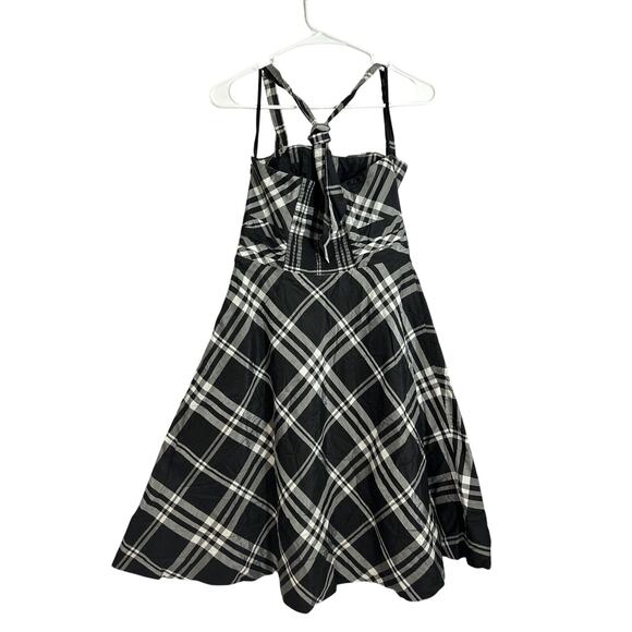 White House Black Market Womens Strapless Halter Cocktail Dress Plaid Size 2 - Picture 3 of 6